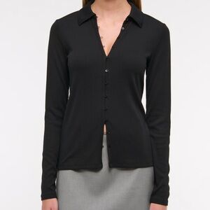 Abercrombie and fitch black button up long sleeve top